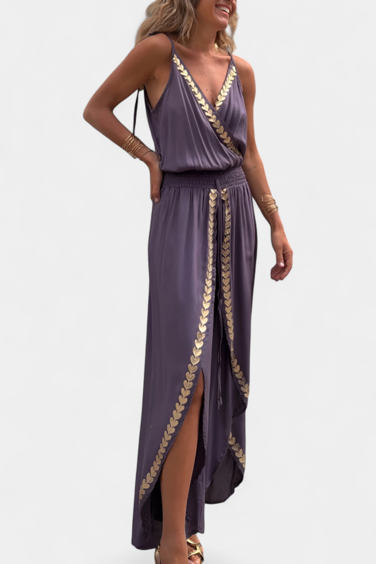 Noventis | Monochrome One-Piece with Gold Accents and High Leg Cut