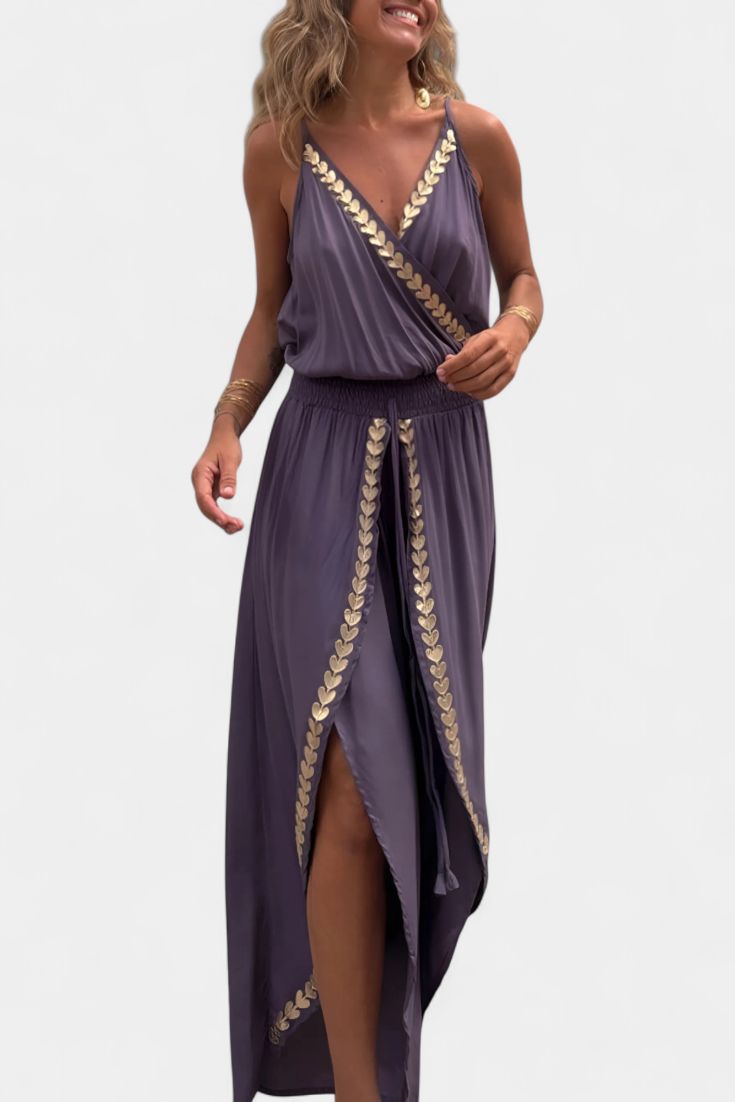 Noventis | Monochrome One-Piece with Gold Accents and High Leg Cut