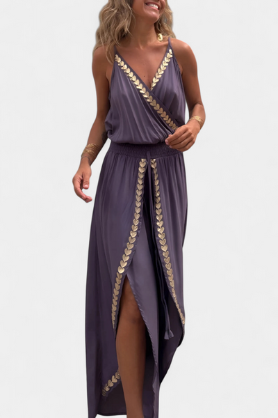 Noventis | Monochrome One-Piece with Gold Accents and High Leg Cut
