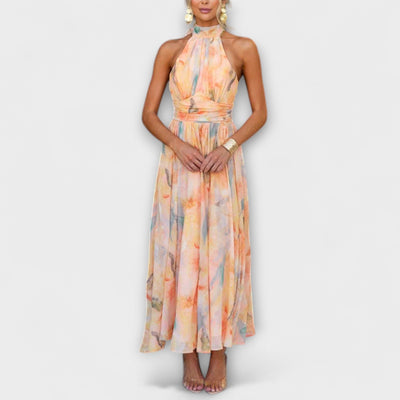 Noventis | Halterneck Open-Back Maxi Dress