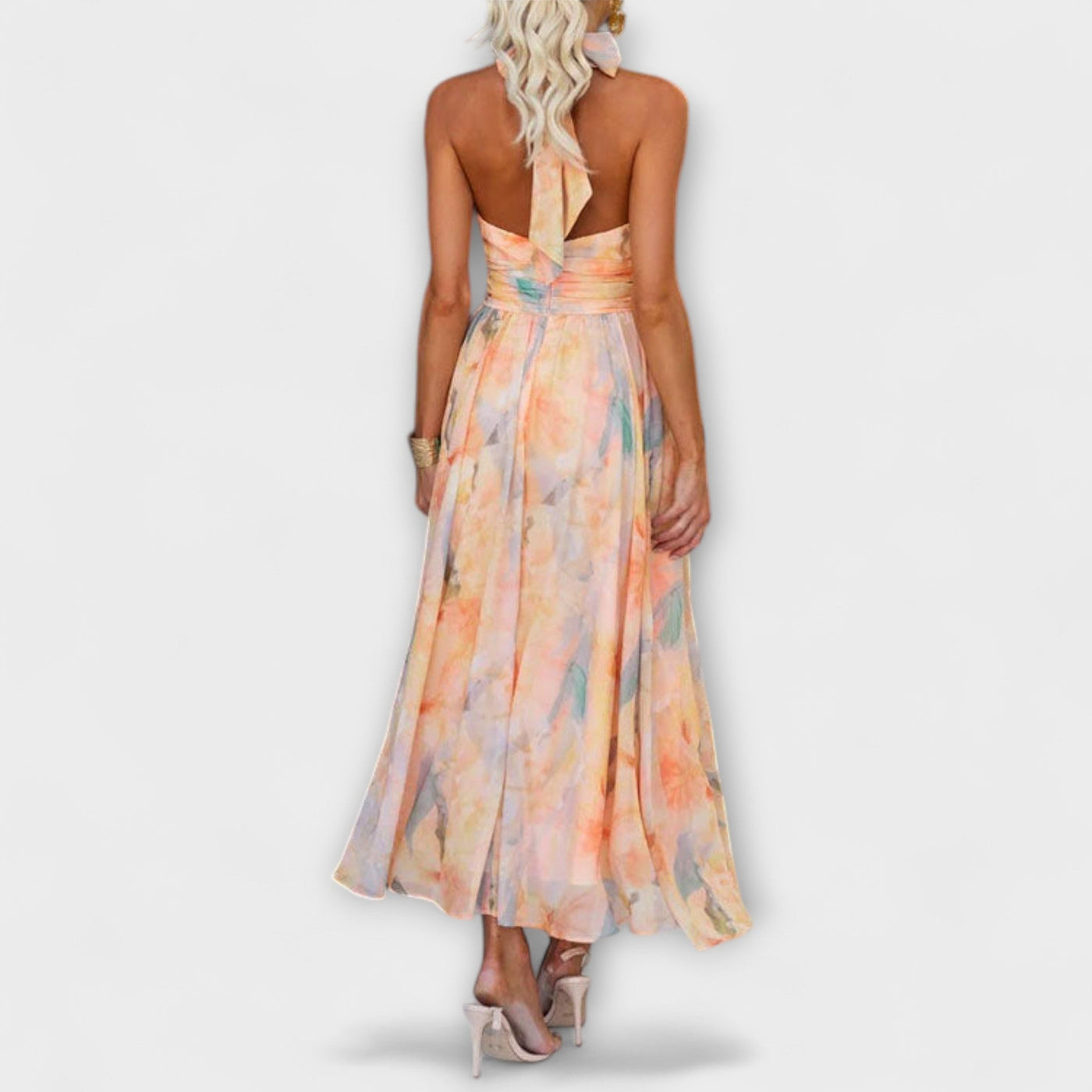 Noventis | Halterneck Open-Back Maxi Dress