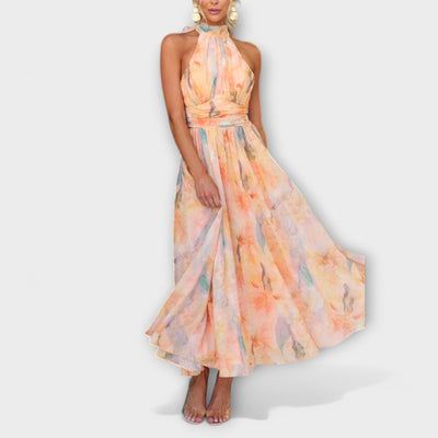 Noventis | Halterneck Open-Back Maxi Dress