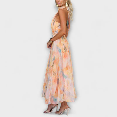 Noventis | Halterneck Open-Back Maxi Dress