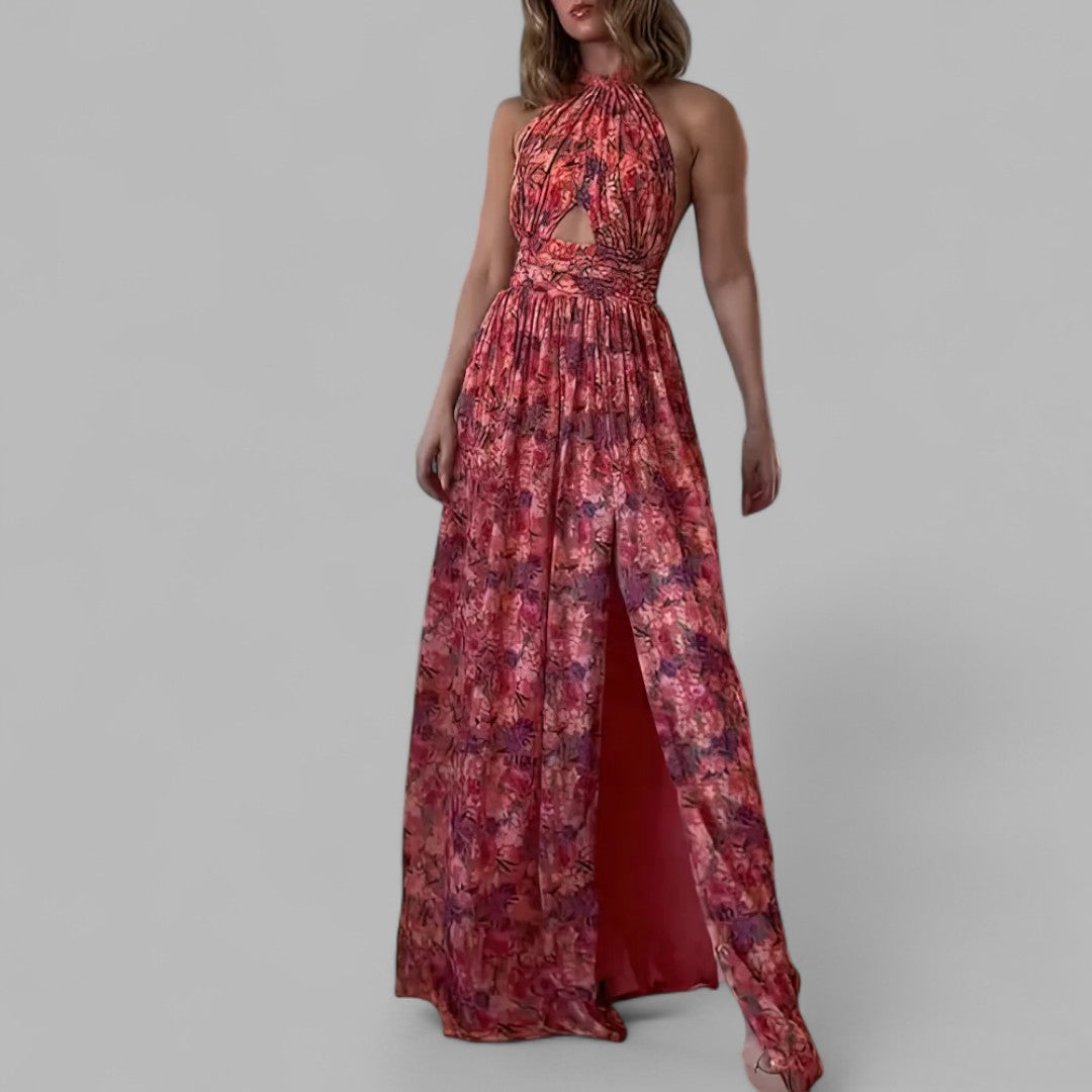 Noventis | Backless floral-print maxi dress