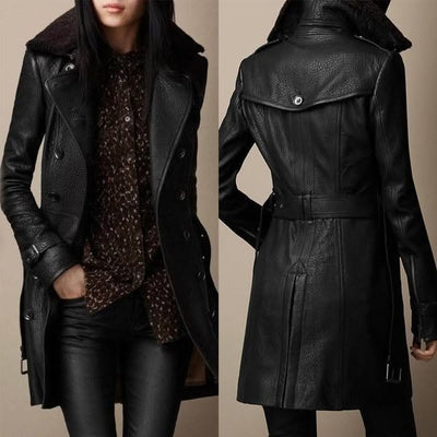 Noventis | Elegant 3/4 Leather Coat