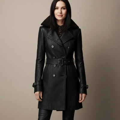 Noventis | Elegant 3/4 Leather Coat