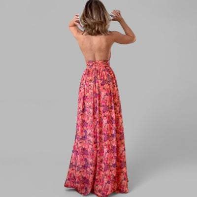 Noventis | Backless floral-print maxi dress